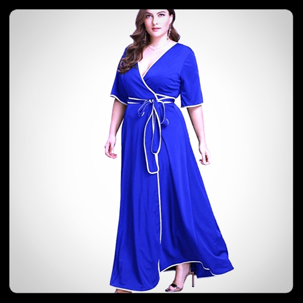 Beautiful Elegant Maxi wrap Dress 1X to 3X